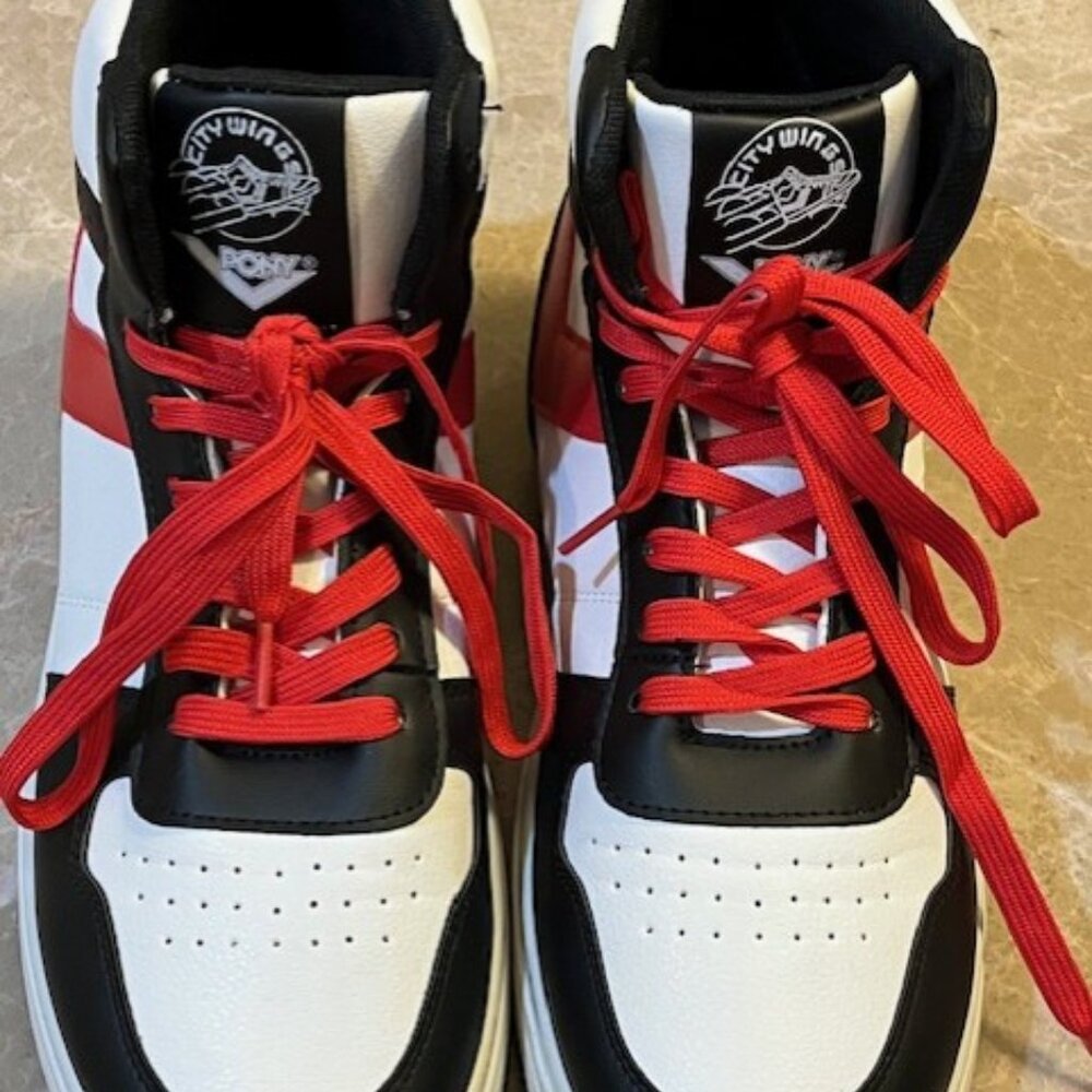 Men's 10.5 Pony City Wings Hi White/Black/Red